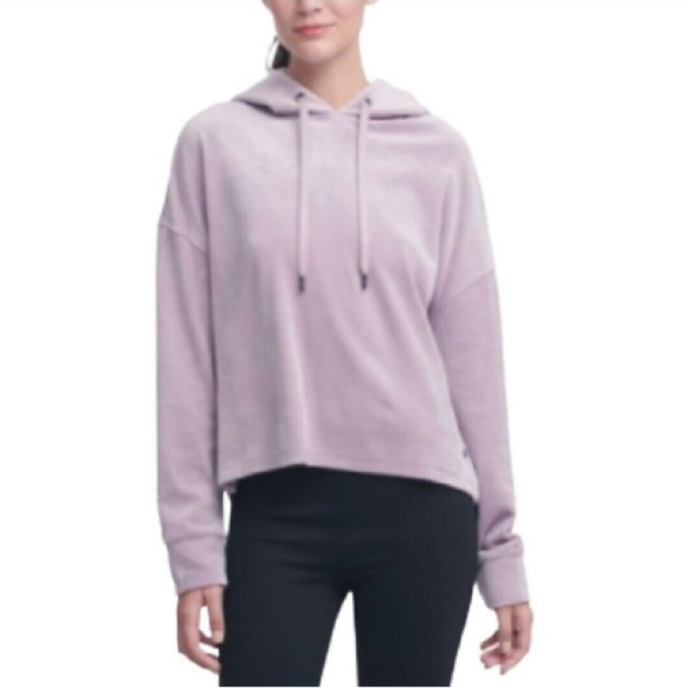 - - - DKNY Sport Velour Pullover Sweatshirt Hoodie Light Purple